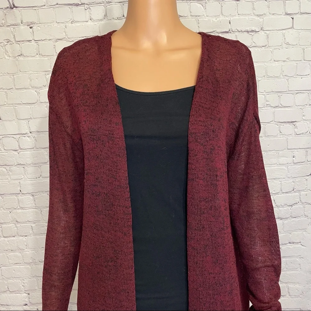 H & M Light maroon draped open front sweater size small boho